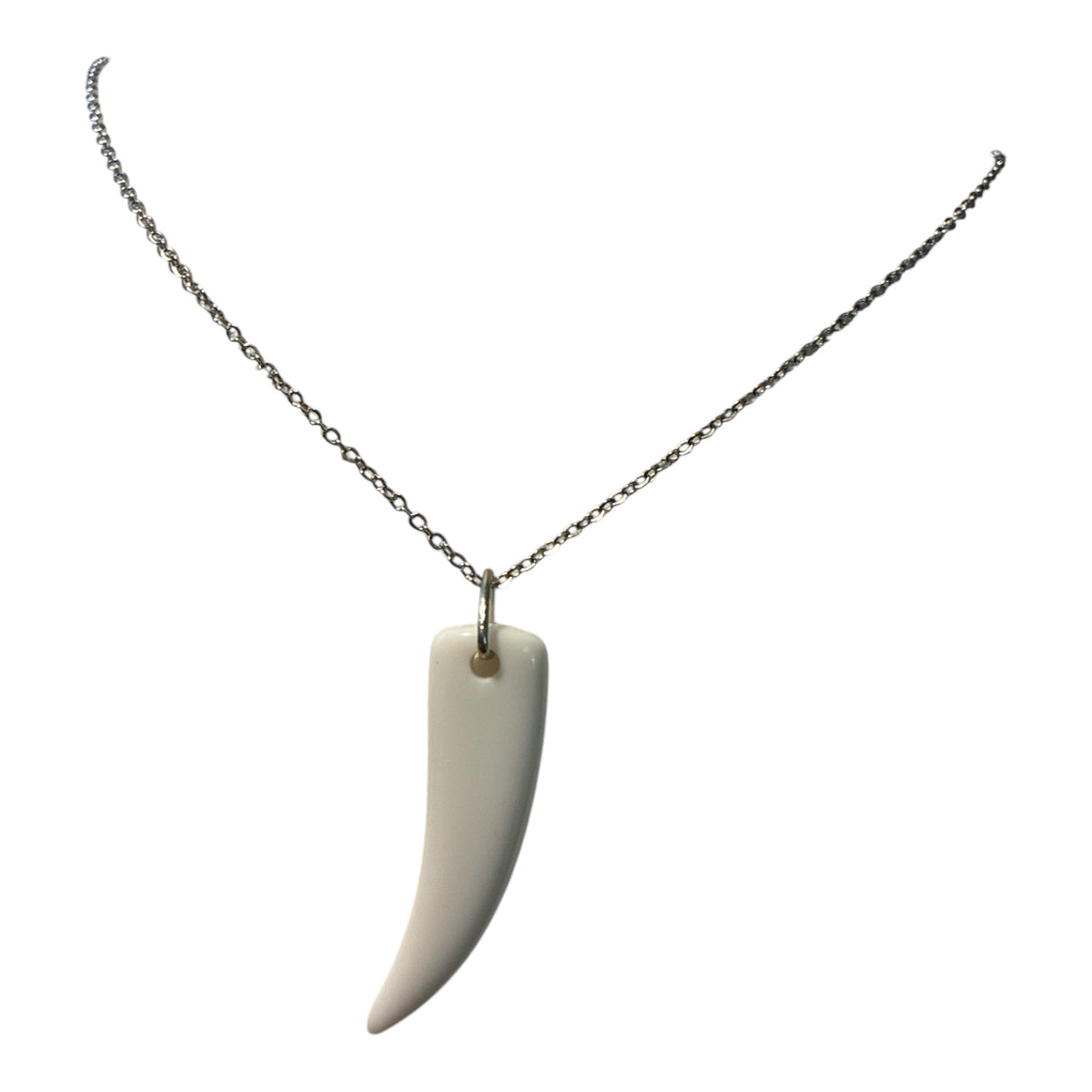 Wolf Tooth White Resin Pendant Necklace (Unisex)
