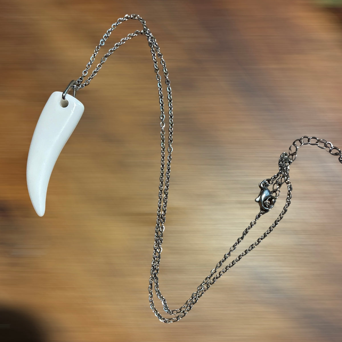 Wolf Tooth White Resin Pendant Necklace (Unisex)