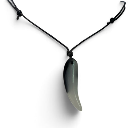Wolf Tooth Glass White/Black Pendant Necklace (Unisex)
