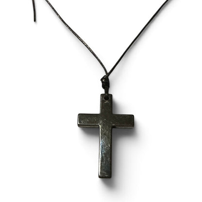 Cross Non Magnetic Hematite Pendant Necklace (Unisex)
