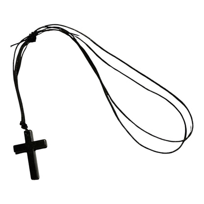 Cross Non Magnetic Hematite Pendant Necklace (Unisex)