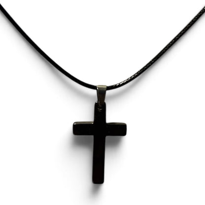 Cross Non Magnetic Hematite Pendant Necklace (Unisex)