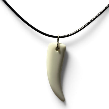 Wolf Tooth White Resin Pendant Necklace (Unisex)