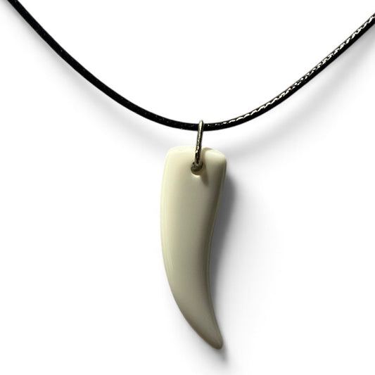 Wolf Tooth White Resin Pendant Necklace (Unisex)