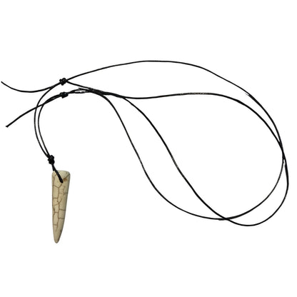 Men Wolf Tooth Howlite Gemstone Pendant Adjustable Cord Necklace