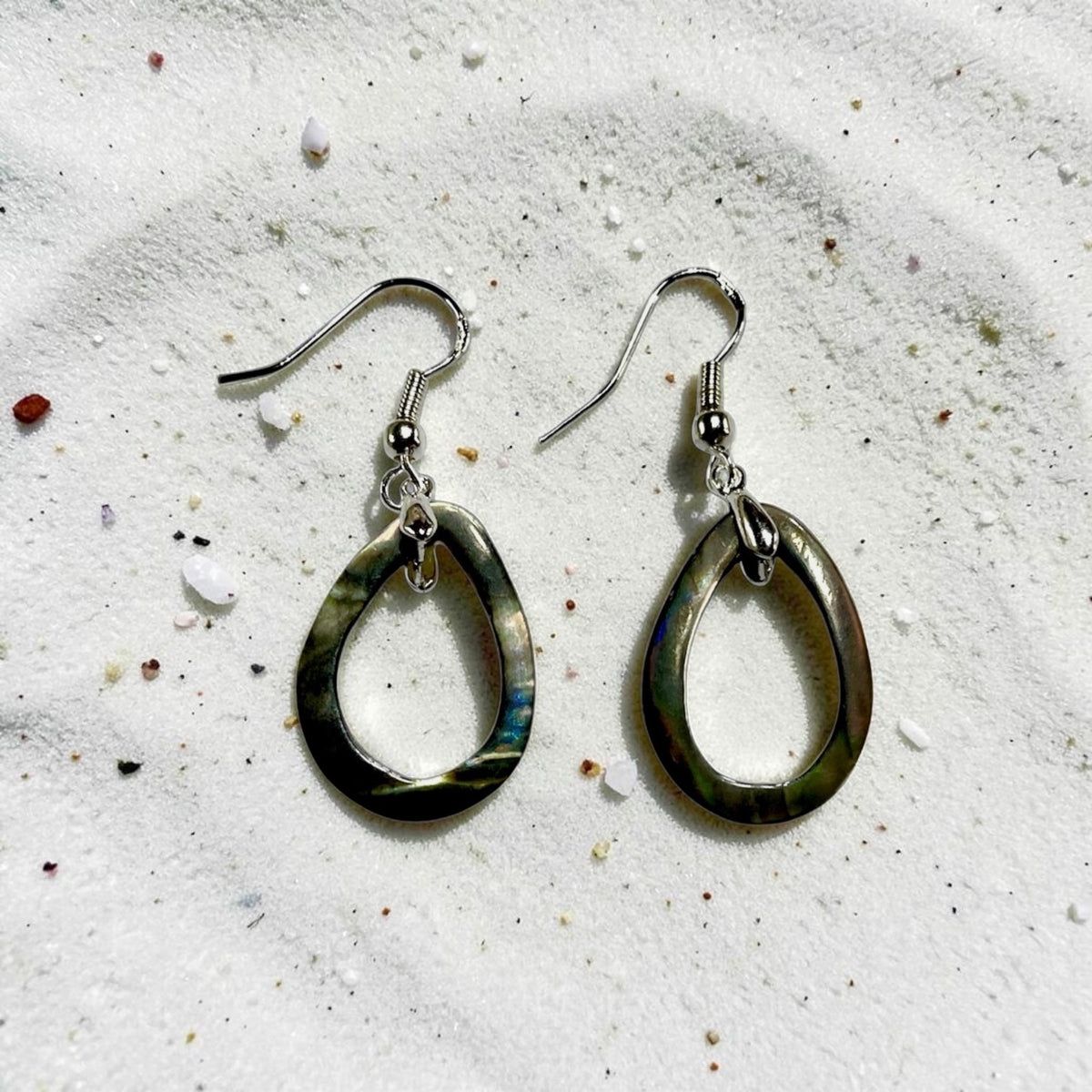 Teardrop MOP Greyish Brown Shell 925 Sterling or Stainless Dangling Earring Charm Hook