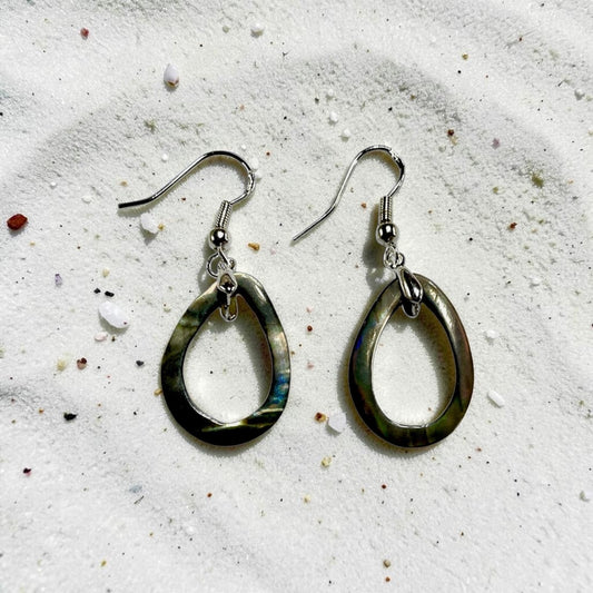 Teardrop MOP Greyish Brown Shell 925 Sterling or Stainless Dangling Earring Charm Hook